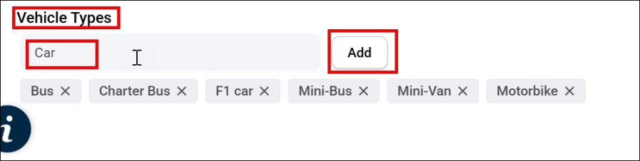 add vehicle types field